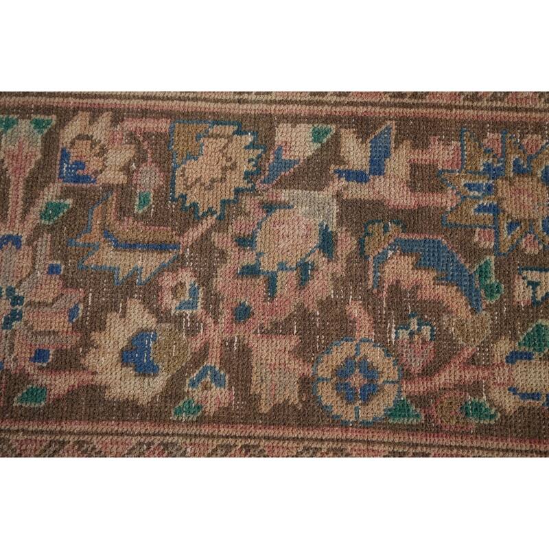Distressed Mashad Persian Vintage Area Rug Hand-Knotted Wool Carpet - 9'7" x 12'7"