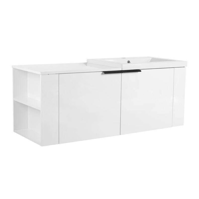 48" Oak Bathroom Vanity Sink Cabinet Set with Soft-Close Doors, Modern Bathroom Storage Solution