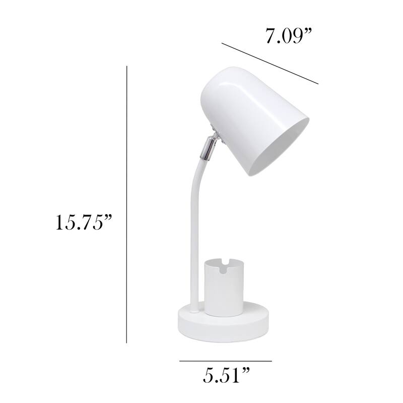 Adjustable Gooseneck Desk Lamp with Metal Shade - 15.75" - White