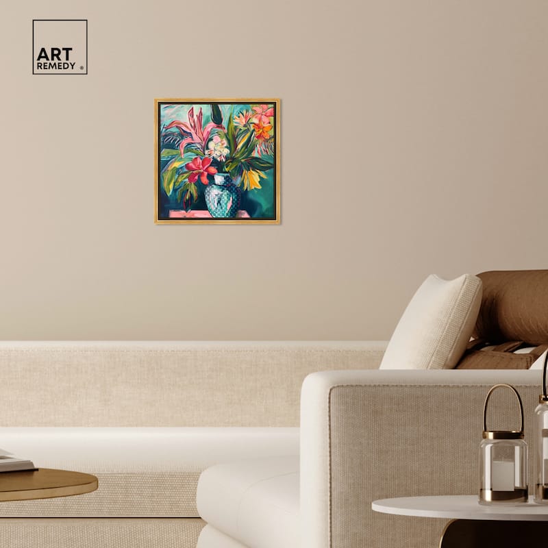 Art Remedy Vase Of Tropical Flowers Framed Flowers In Vase Paintings