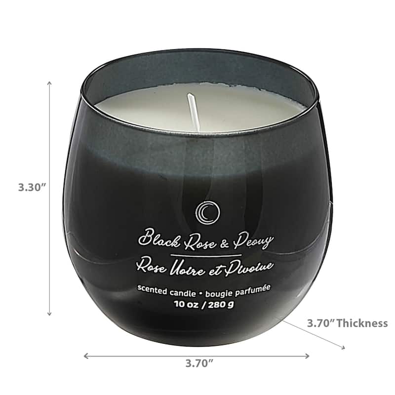 10Oz High Gloss Curved Candle Black Rose & Peony - N/A