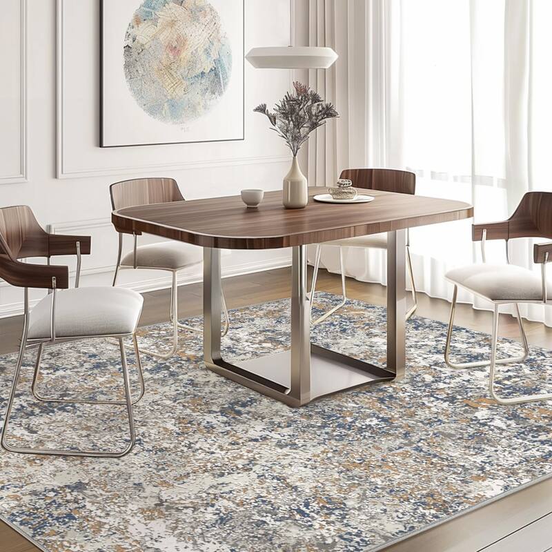 Mcow Modern Collection Low-Pile Machine-Washable Non-Slip Area Rug