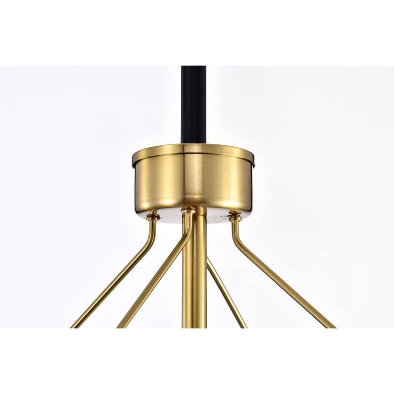 Snowgaze 12 Inch Modern and Farmhouse Style Ceiling Lighted Chandelier Matte Black and Brass Polished Finish 9-Light - N/A