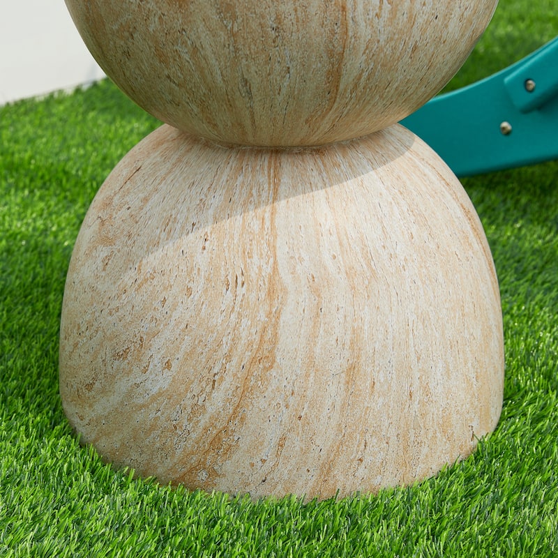 Glitzhome 17.75"H MGO Hourglass-Style Faux Travertine Garden Stool or Planter Stand or Accent Table