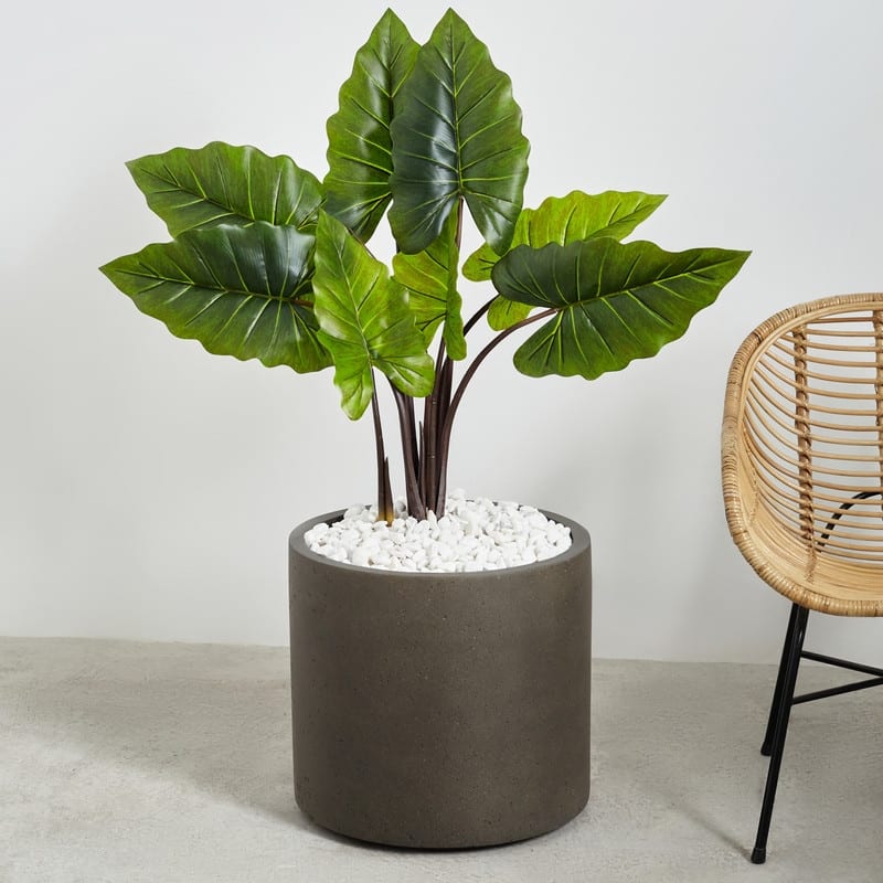 Indoor/Outdoor Large Nordic Minimalist Fiberstone Lightweight Round Cylinder Planter Pot -19,15,12inch Cement Finish