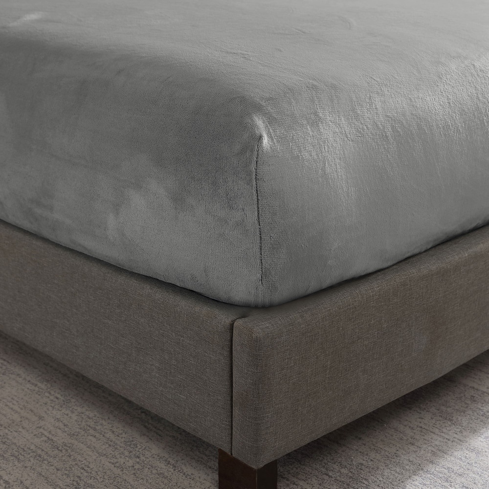 Swift Home Cozy Soft Velvet-Like Microplush Flannel Fitted Sheet