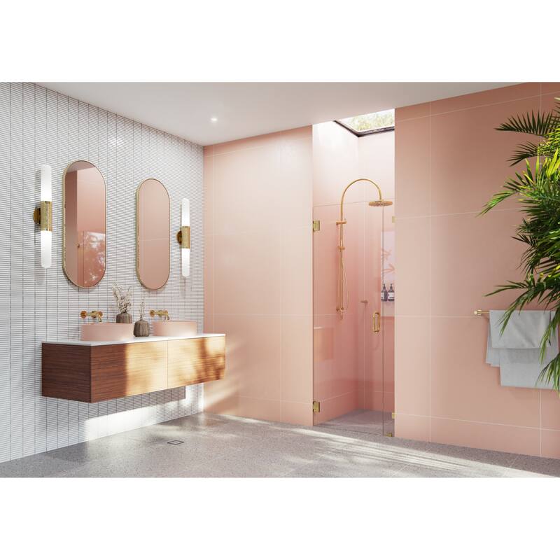 Glass Warehouse 78" x 32" Frameless Shower Door - Wall Hinge - Polished Brass