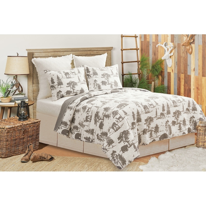 Hillside Royal Rustic Lodge Cotton Quilt Set - Reversible and Machine Washable