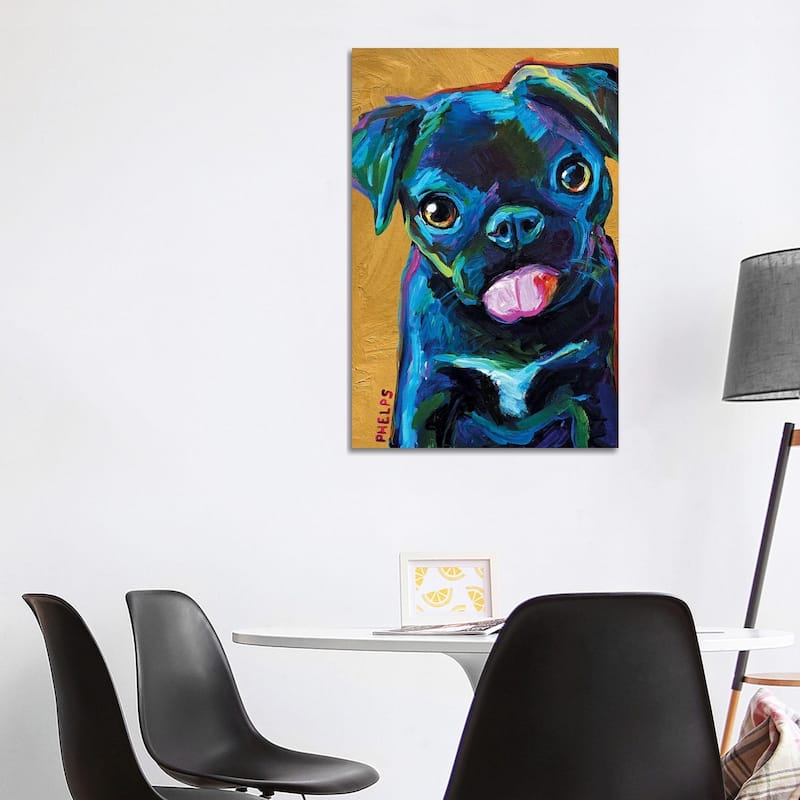 iCanvas "Black Pug Puppy" by Robert Phelps Canvas Print - 40x26x1.5