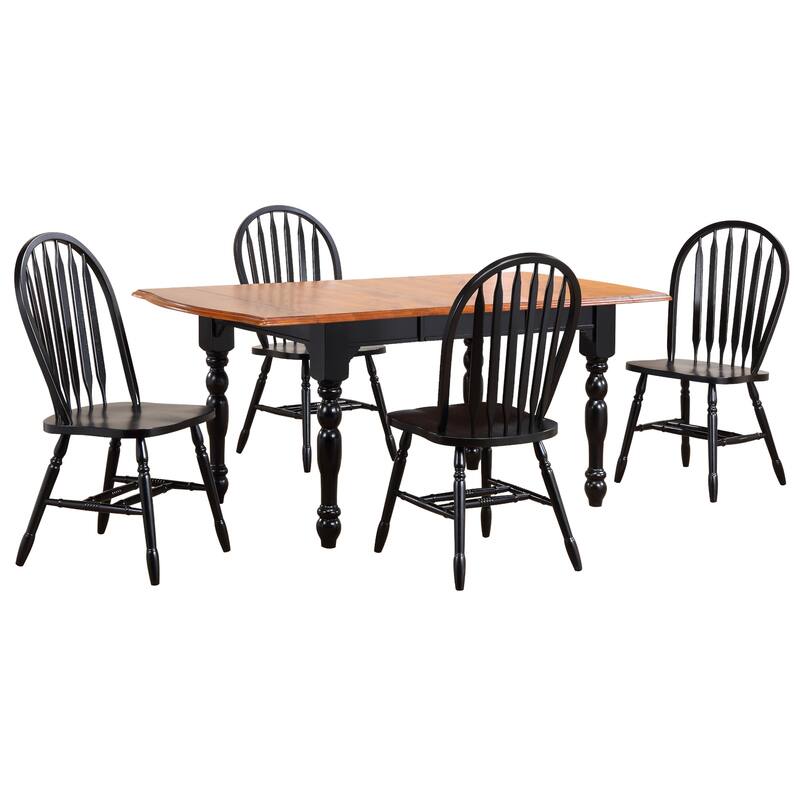 Extendable Dining Set 5 Piece 72" Table & 8 Arrowback Chairs - Black Cherry Finish