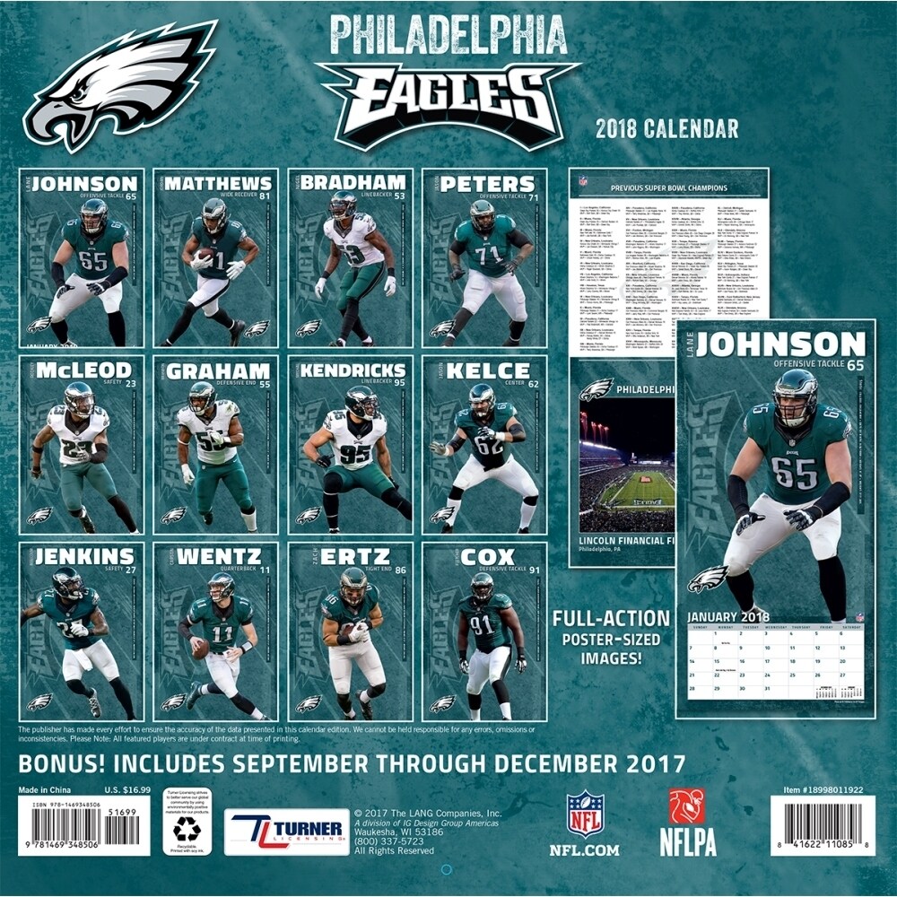 Shop 2018 Philadelphia Eagles Wall Calendar Free Shipping On
