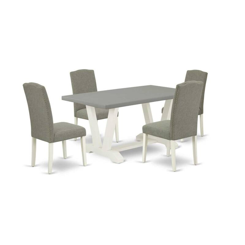 5-Piece Natural Oak Finish Solid Wood Top Dining table with 4-Chairs with