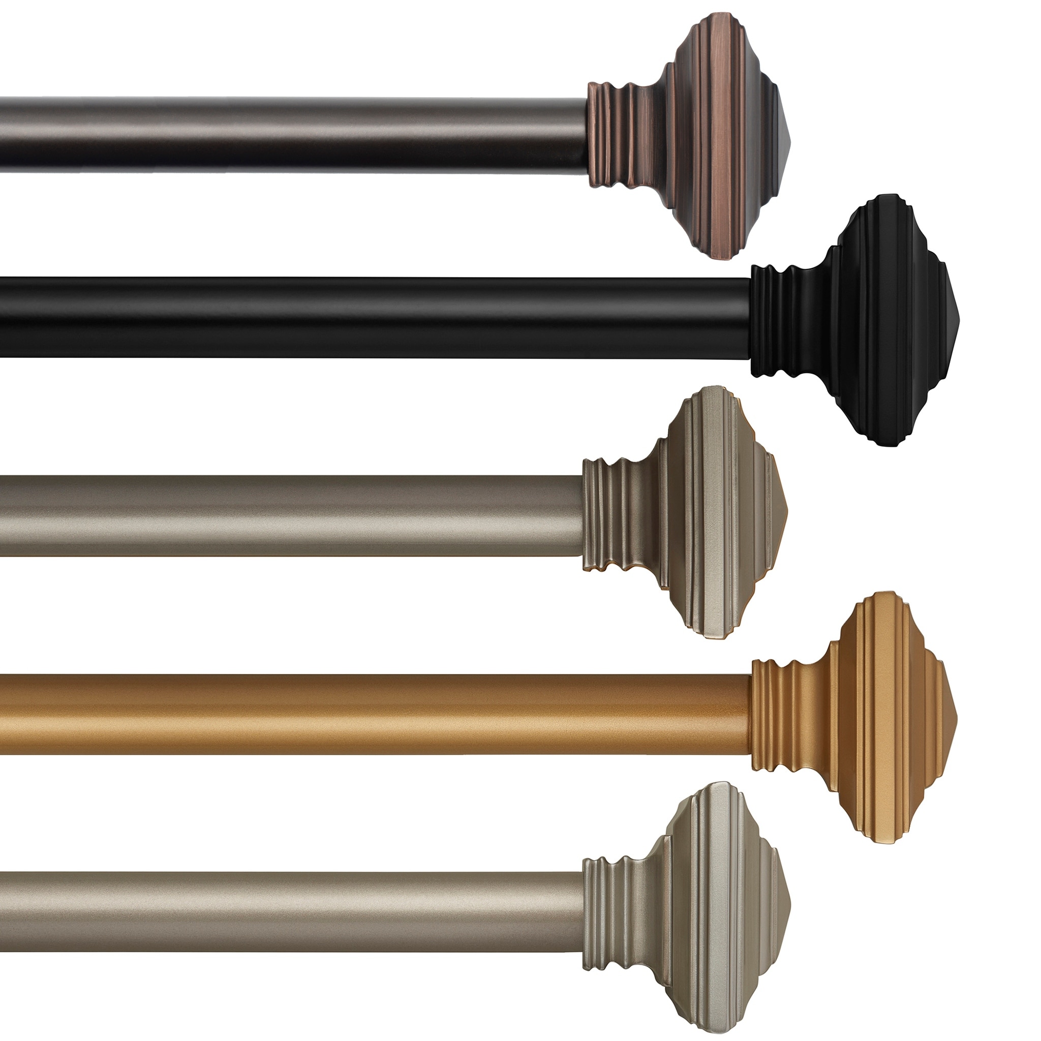 Threadmade Florence Window Curtain Rod and Stacked Squares Shaped Finial