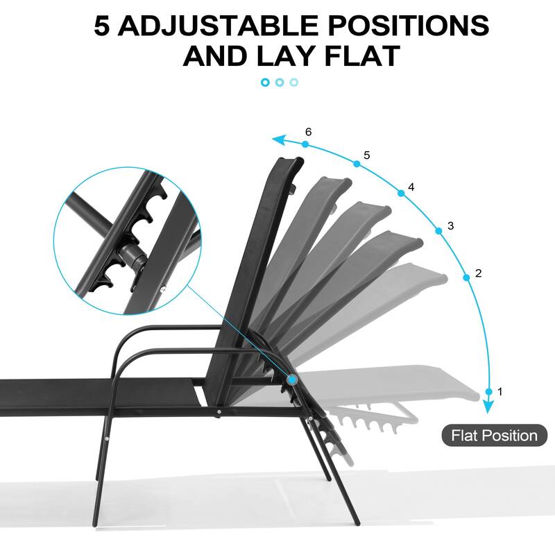 Crestlive Products Outdoor Patio Adjustable Chaise Lounge Chairs Set
