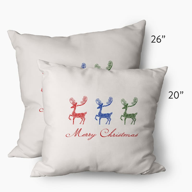 Merry Christmas Reindeer Decorative Throw Pillow
