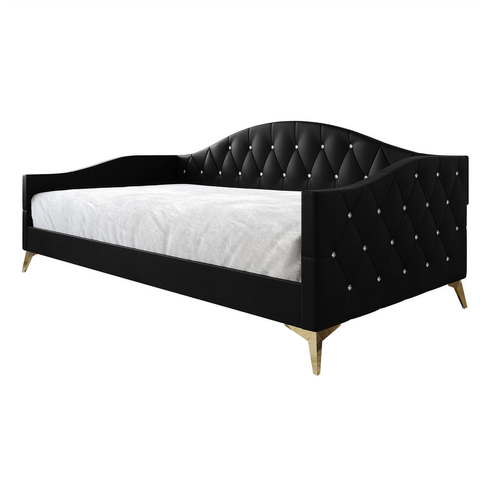 CraftPorch Elegant Crystal Button-Tufted Twin Size Upholstered Daybed