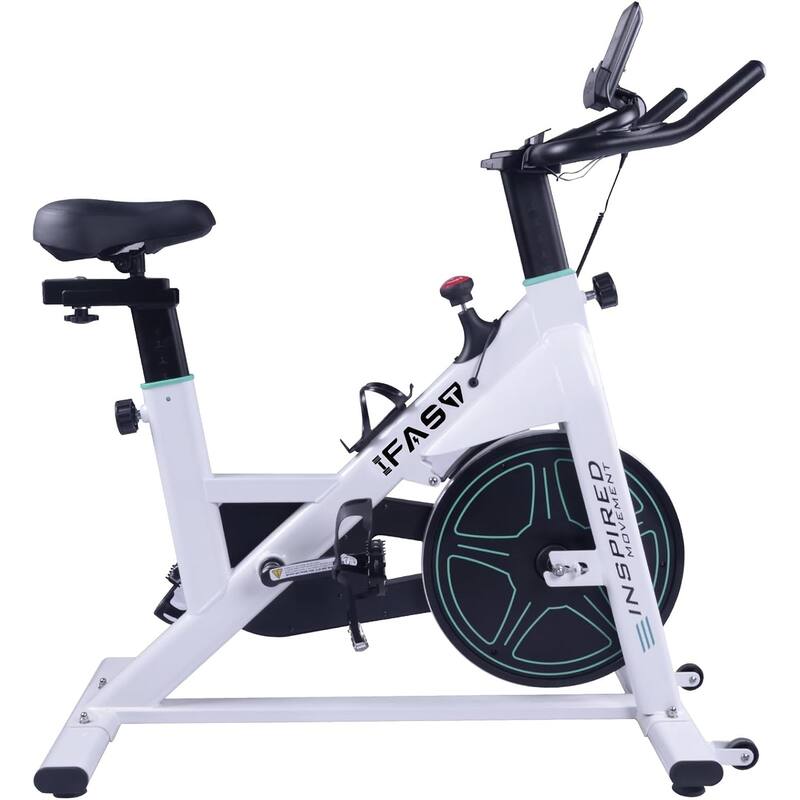 Stationary Bikes for Home Spin Indoor Exercise Bike with LCD Monitor and Comfortable Seat Cushion - Green/White