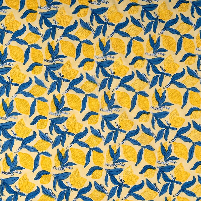 Couleur Nature Lemon Tree Tablecloth - Blue/Yellow - 71" x 142"