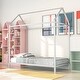 preview thumbnail 1 of 7, Kids Twin Metal House Bed Frame - Sturdy Platform Bed with Adjustable Height and Creative Playhouse Design Silver