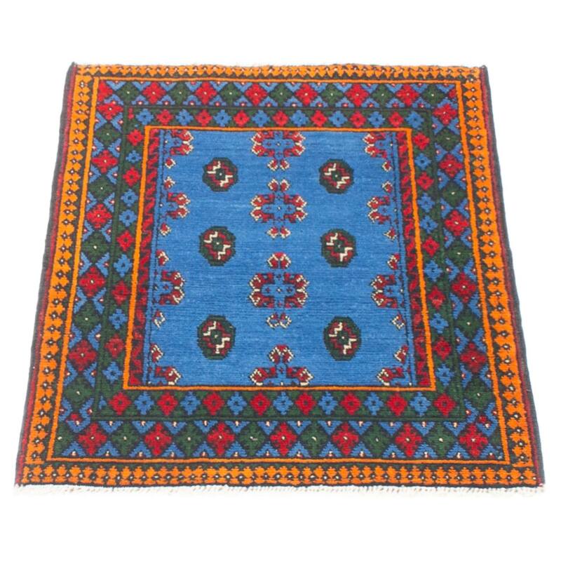 ECARPETGALLERY Hand-knotted Afghan Blue Wool Rug - 2'8 x 3'11