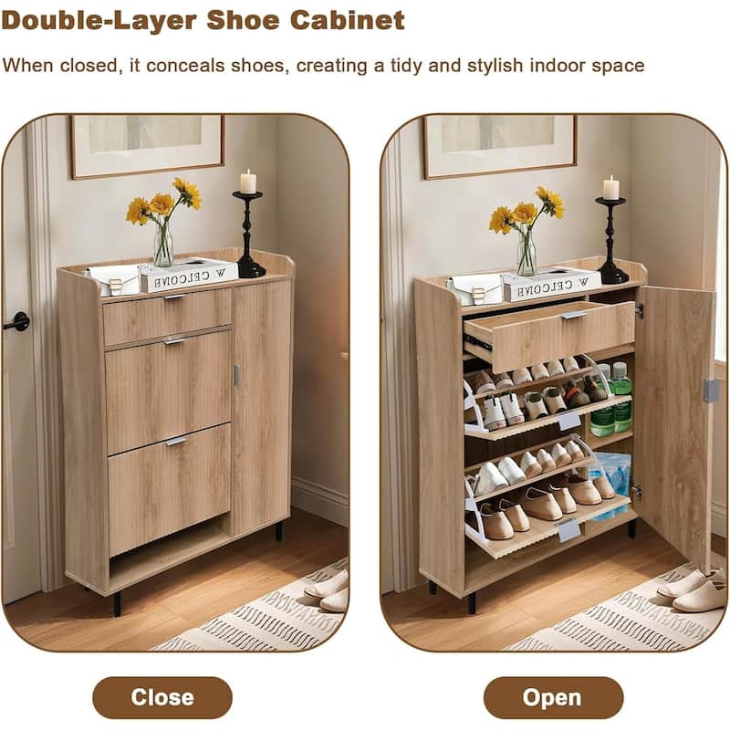Narrow Shoe Storage Cabinet, Shoe Rack for Entryway, Hallway, Living Room
