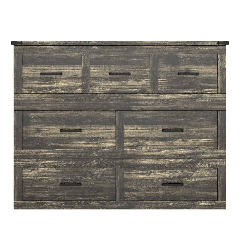 Full/Queen Size Murphy Bed Wall Bed with 1 Large Storage Drawer, Foldable Murphy Cabinet Bed with USB Charging Station