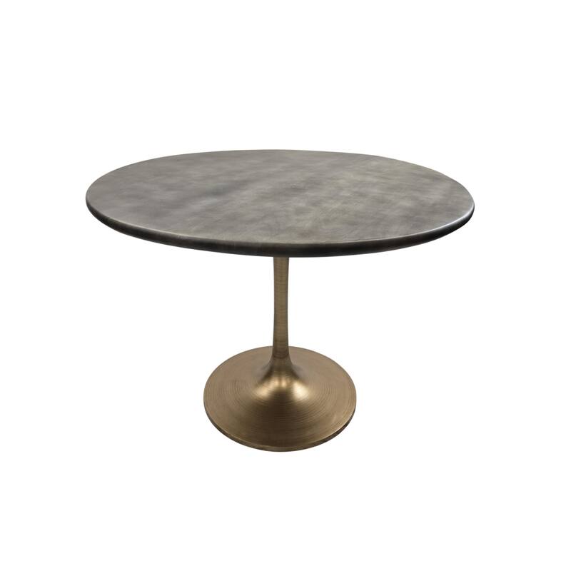 Tulip Base Round Dining Table - 36" - Fog Gray and Antique Gold