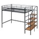 preview thumbnail 20 of 23, Twin Metal Loft Bed with Storage Ladder & Upper Grid Shelf - 250LB Capacity