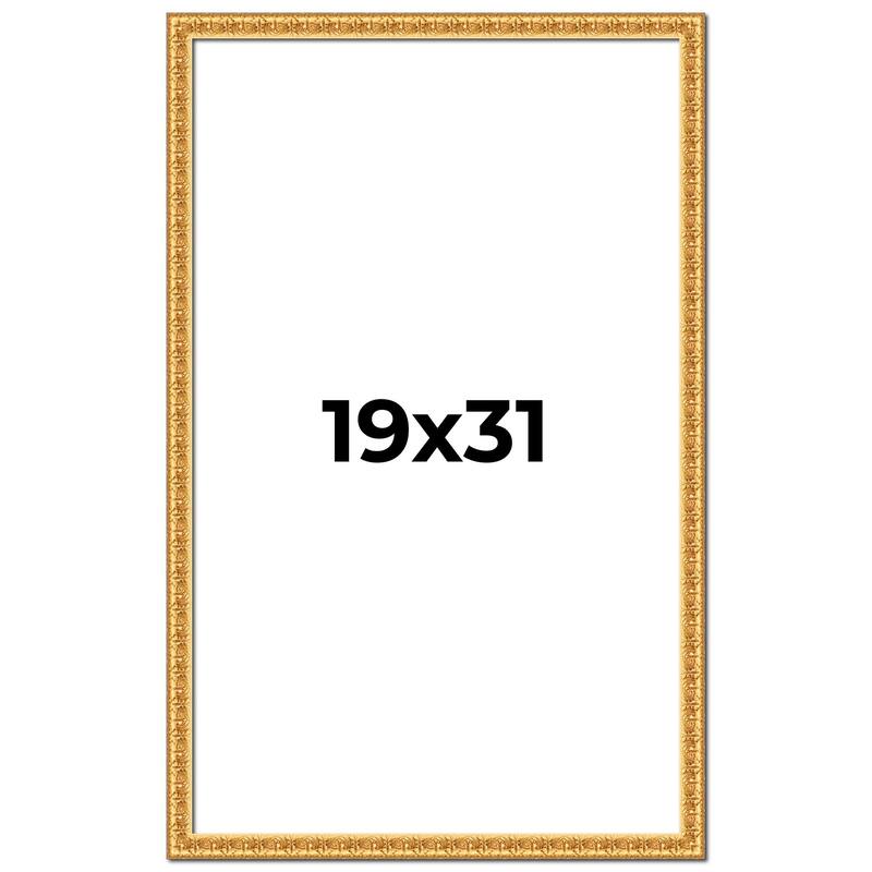19x31 Frame Gold Real Wood Picture Frame Width 1 inches | Interior