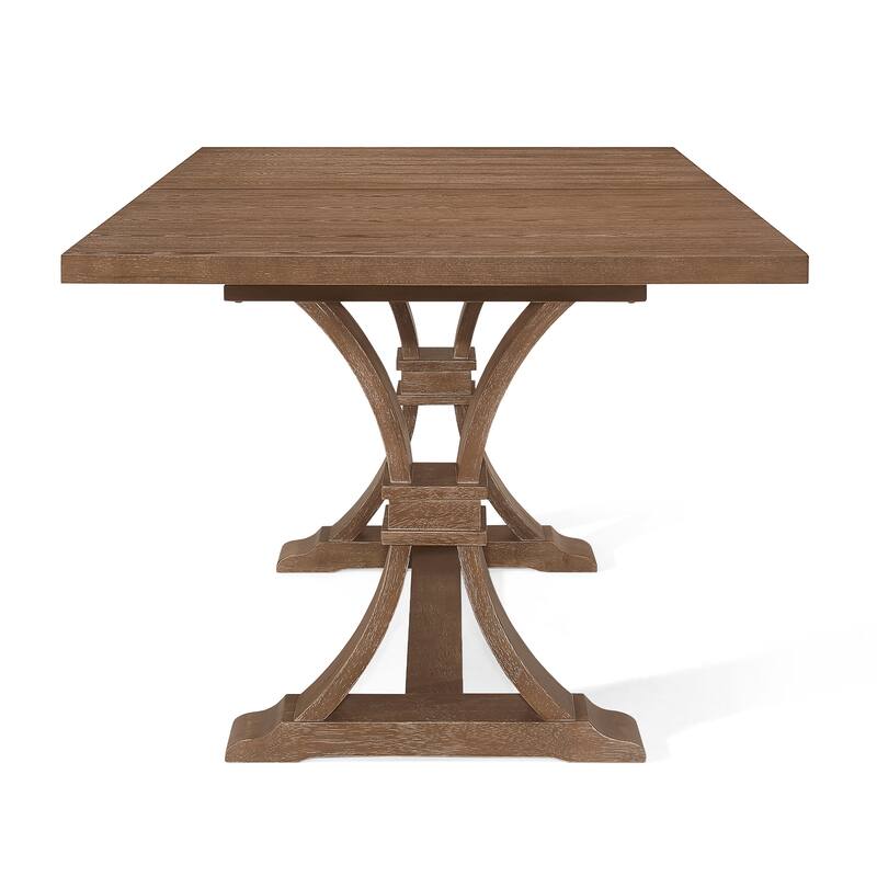 Christopher Knight Home - Rustic Extendable Dining Table with Rubberwood X-Frame Base and Extension Leaf