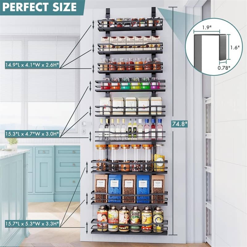 Over The Door Pantry Organizer9Tier - 6"D x 16"W x 74.8"H