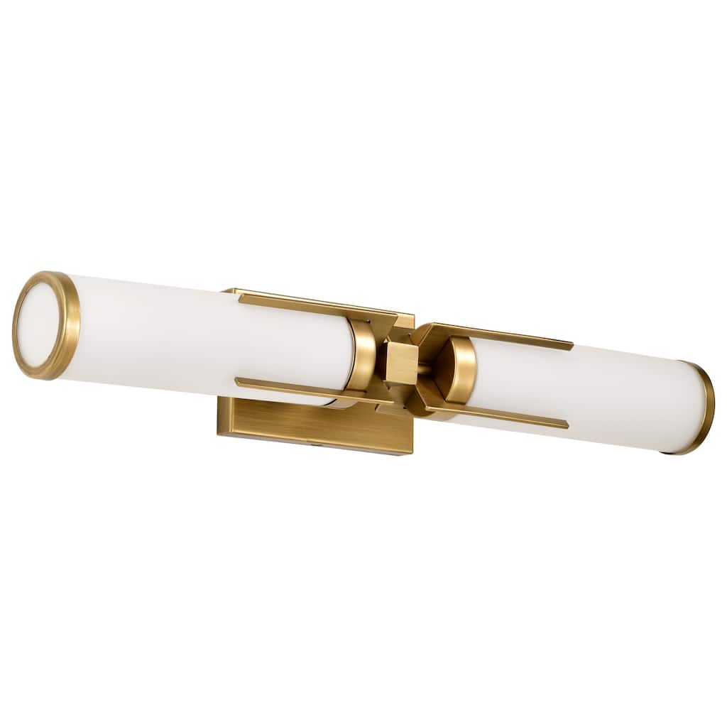 Roselle 2 Light Vanity Natural Brass with White Glass - Natural Brass