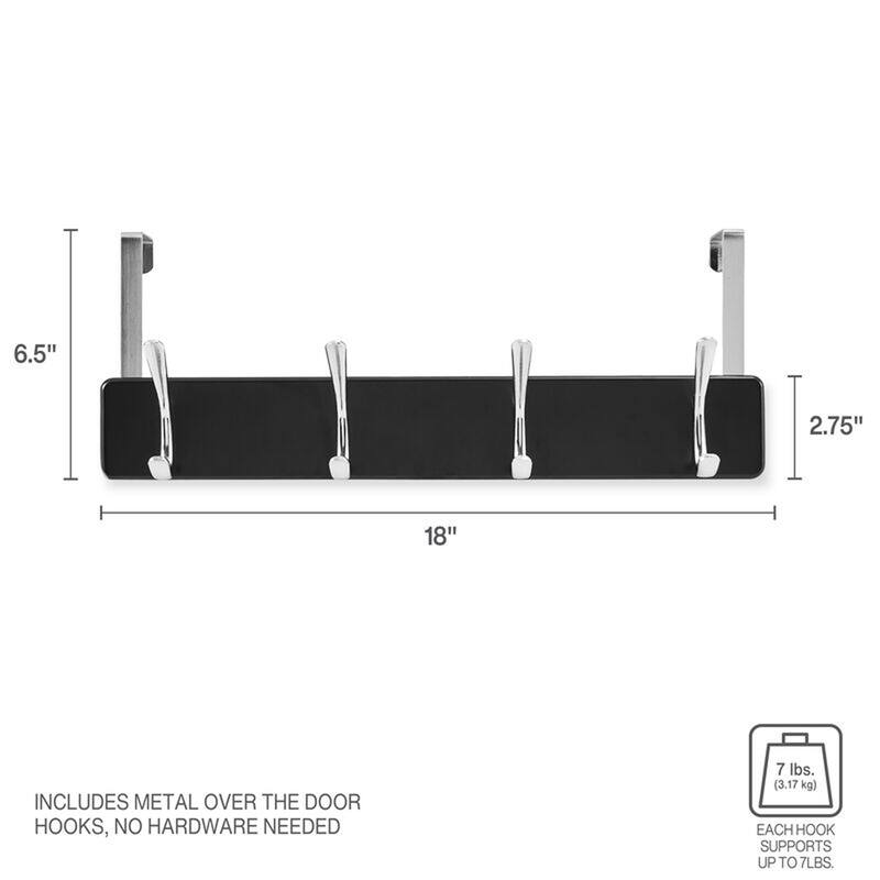 Melannco Over the Door Metal Coat Hook, 18X6 Inch, Black