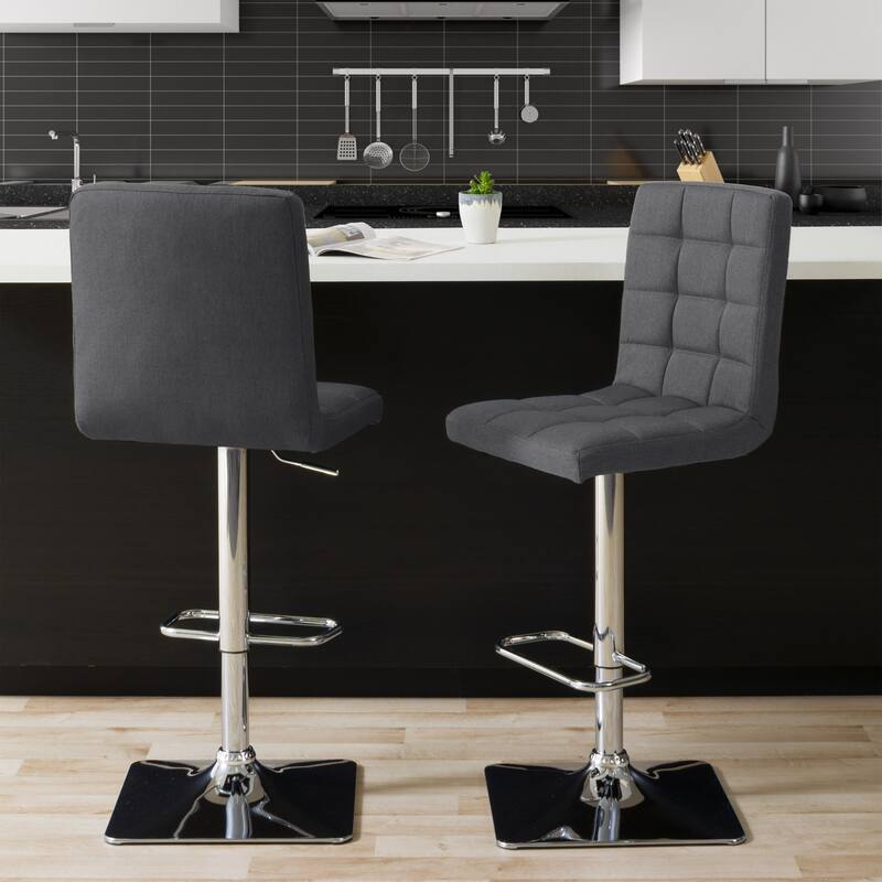 Set of 2 Gas Lift Upholstered Adjustable Barstool