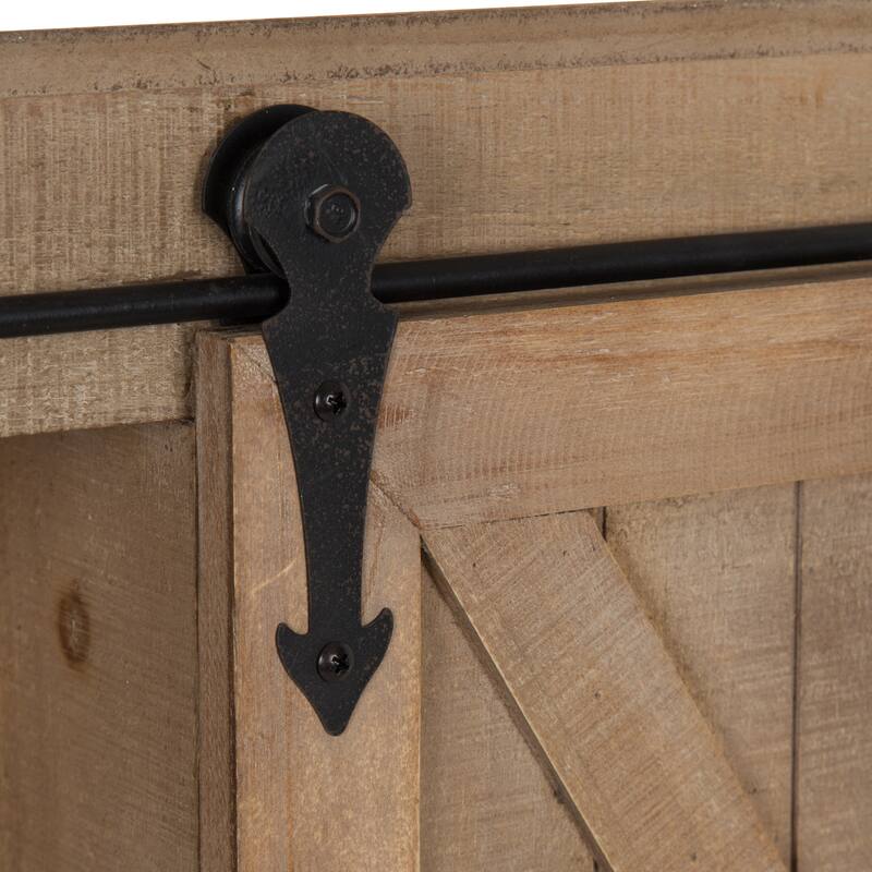 Cates Decorative Wood Wall Cabinet with Vanity Mirror and Barn Door