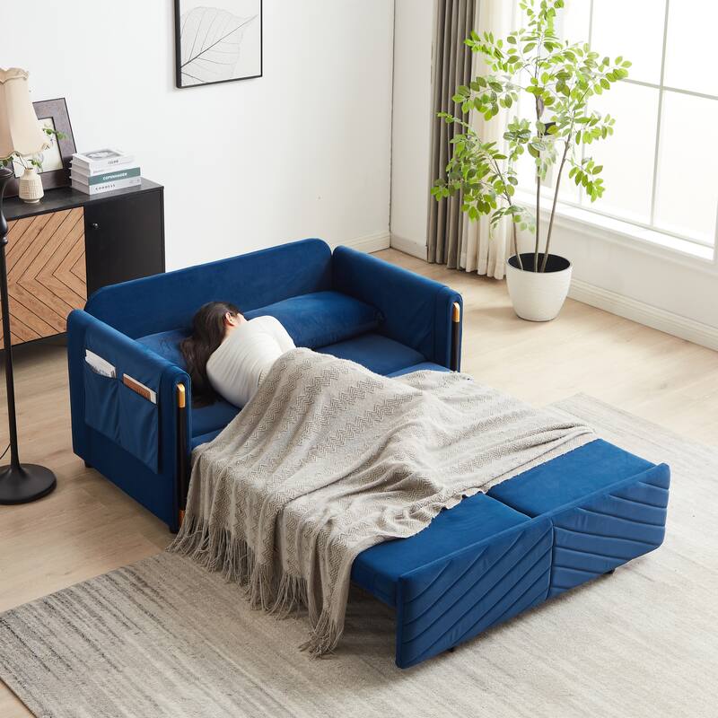 54Inch Convertible Sleeper Sofa with Pull Out Bed and 2 Arm Pockets
