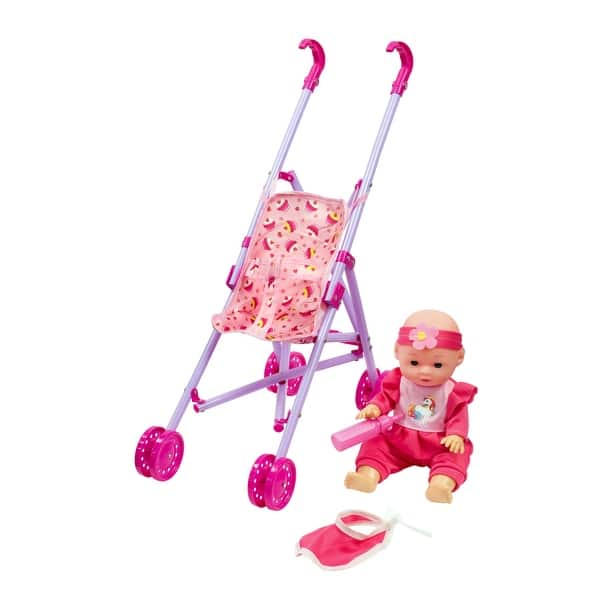 slide 2 of 5, Baby Doll with Stroller Set