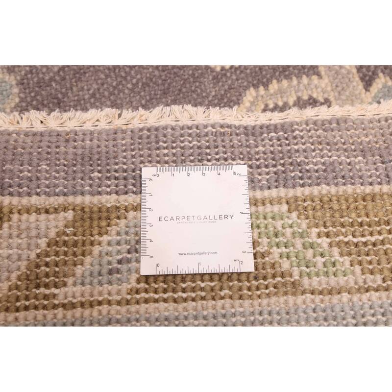 ECARPETGALLERY Hand-knotted Modern Oushak Dark Grey Wool Rug - 7'11 x 9'9