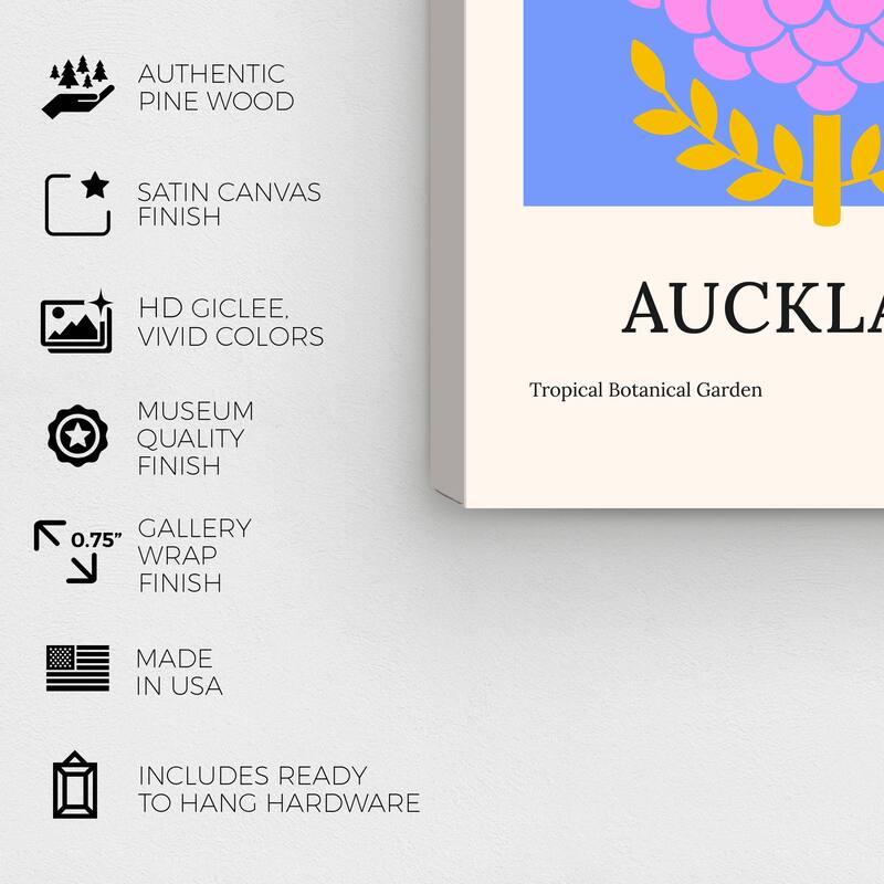 Wynwood Studio Canvas Advertising Flower Market Auckland Purple and Mustard Modern & Contemporary Wall Art Canvas Print