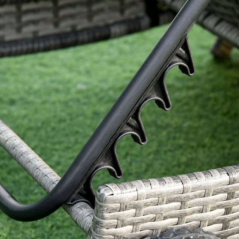 Outdoor Rattan Cushioned Chaise Lounge Chair Patio Sun Lounger with Wheels and Adjustable Backrest for Poolside
