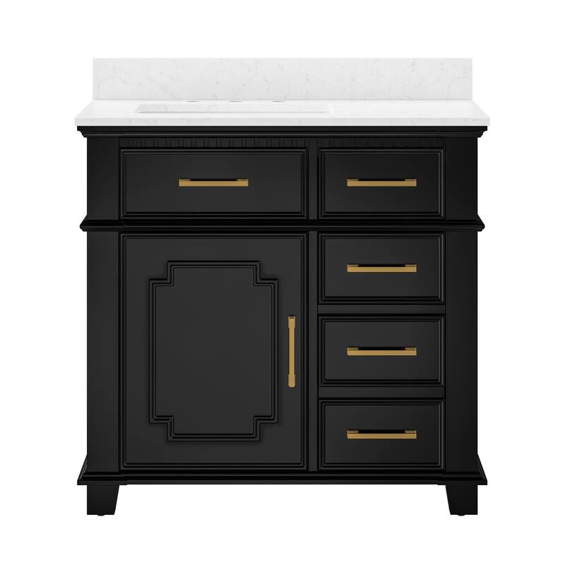 36 Inch Bathroom Vanity with Sink, Soft-Close Sliding Drawers & Cabinet, Bathroom Vanity Cabinet Set in White