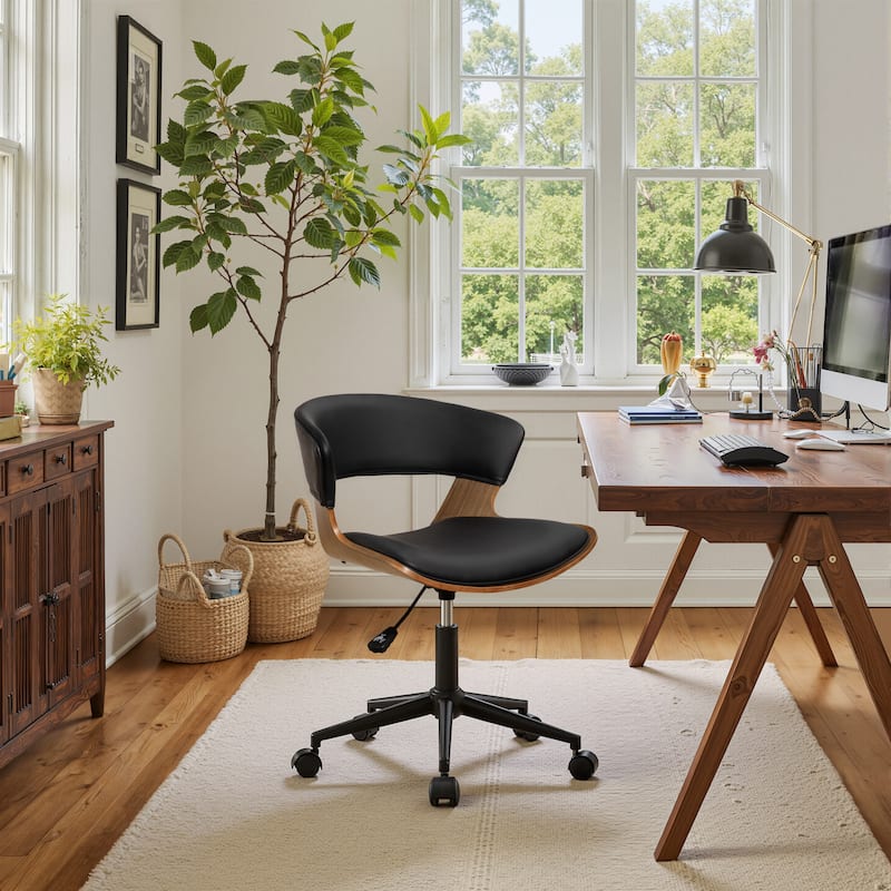 Art Leon Swivel and Height Adjustable Accent Desk Chair with Rolling