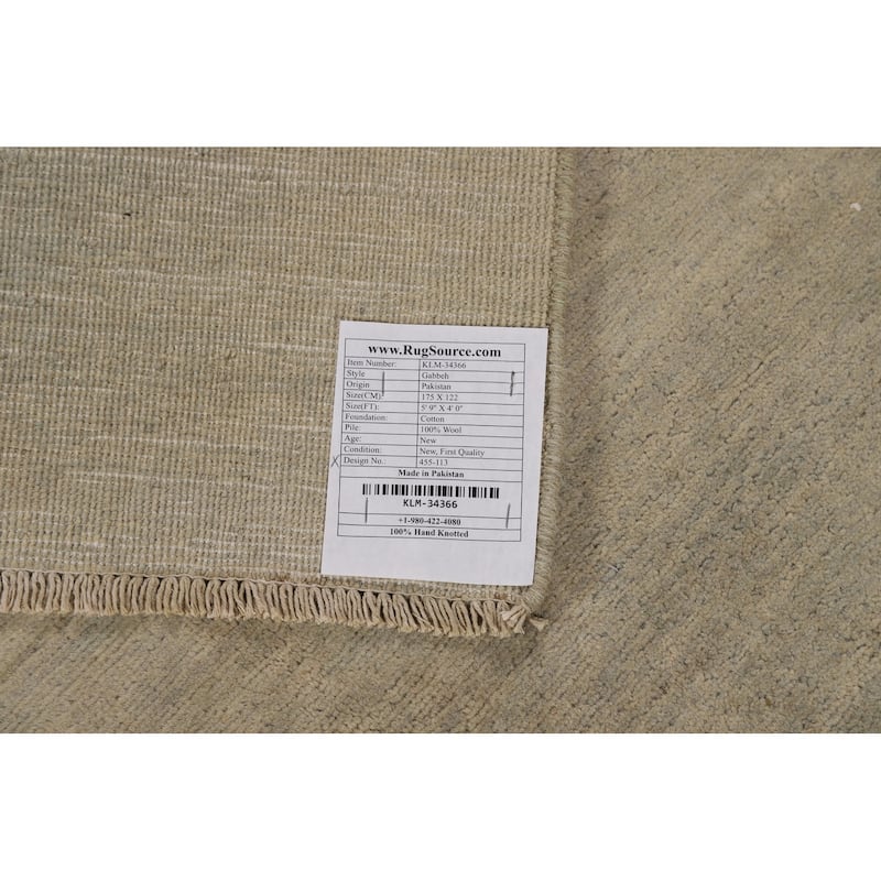 Modern Gabbeh Accent Rug Handmade Wool Carpet - 4'0"x 5'9"