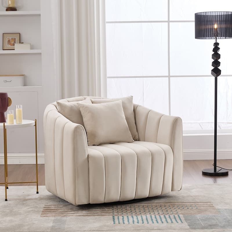 40.35"W Upholstered Oversized 360° Swivel Accent Barrel Chair