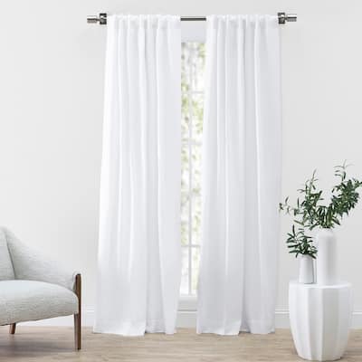 Serene Premium Cotton-Linen Blend Rod Pocket W Back Tabs Single Curtain Panel
