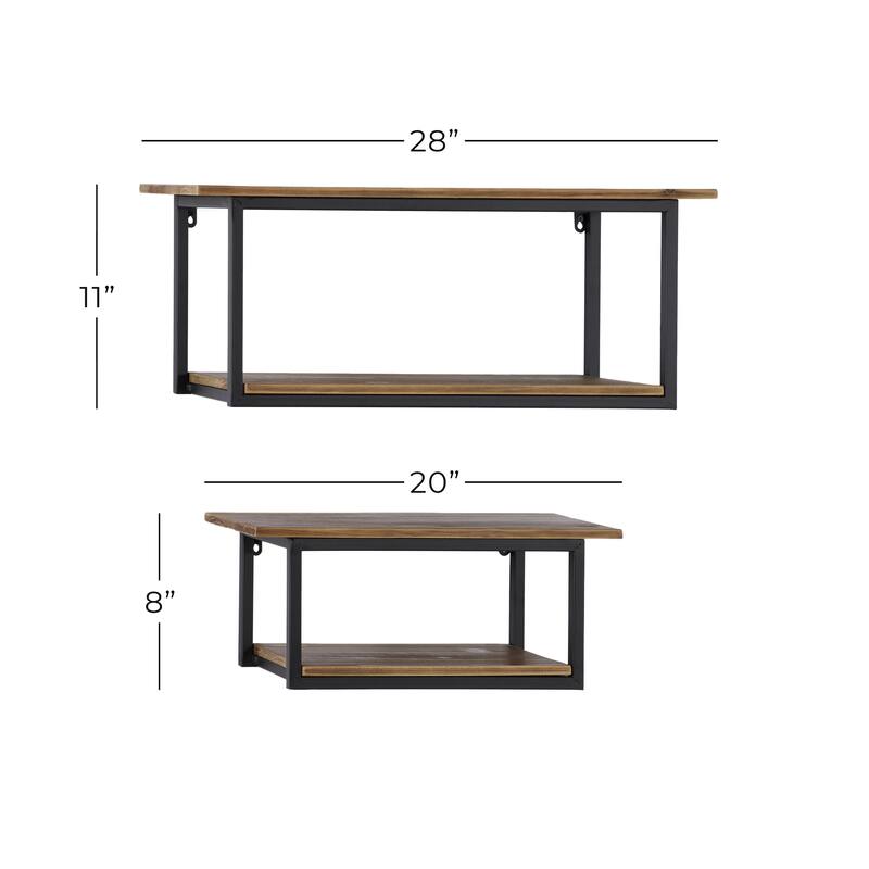 Metal 4 Shelves Wall Shelf - Set of 2 Brown - Roche River Decor