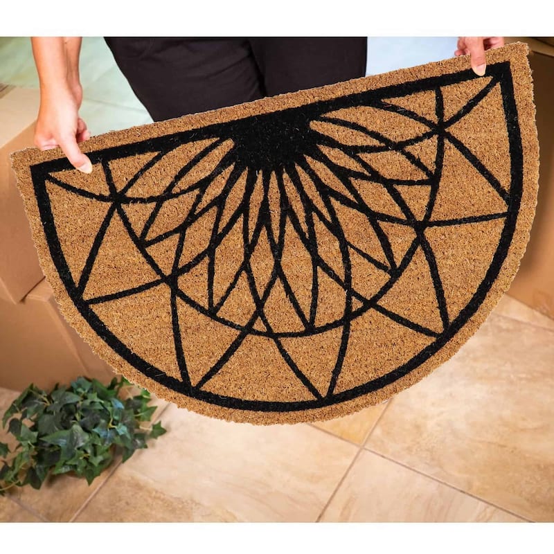 Half Round Coir and PVC Door Mat Diamond Rosace Design