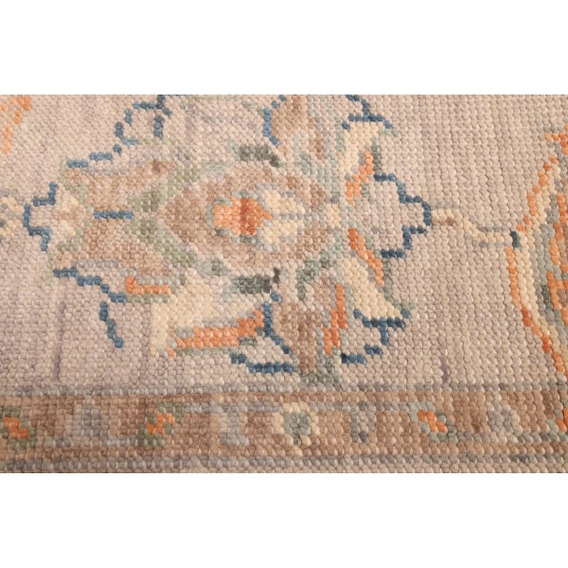 ECARPETGALLERY Hand-knotted Modern Oushak Light Grey Wool Rug - 6'0 x 8'11