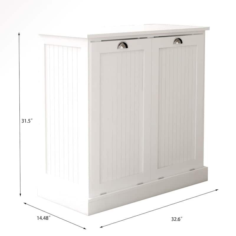 33" White Tilt-Out Laundry Sorter Cabinet with Two-Compartment