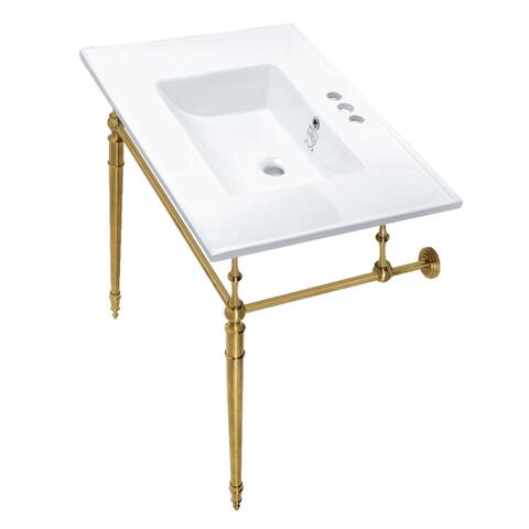 Edwardian 31" Console Sink with Brass Legs (4-Inch, 3 Hole)